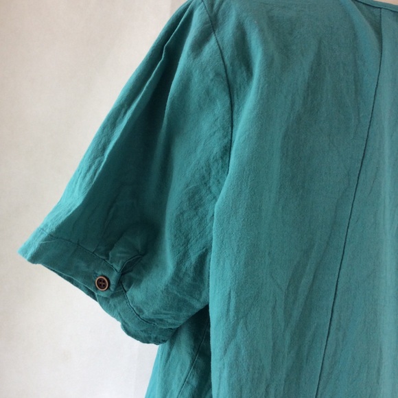 Teal Boho Floral Embroidered Short Sleeve Top XL - Picture 7 of 12